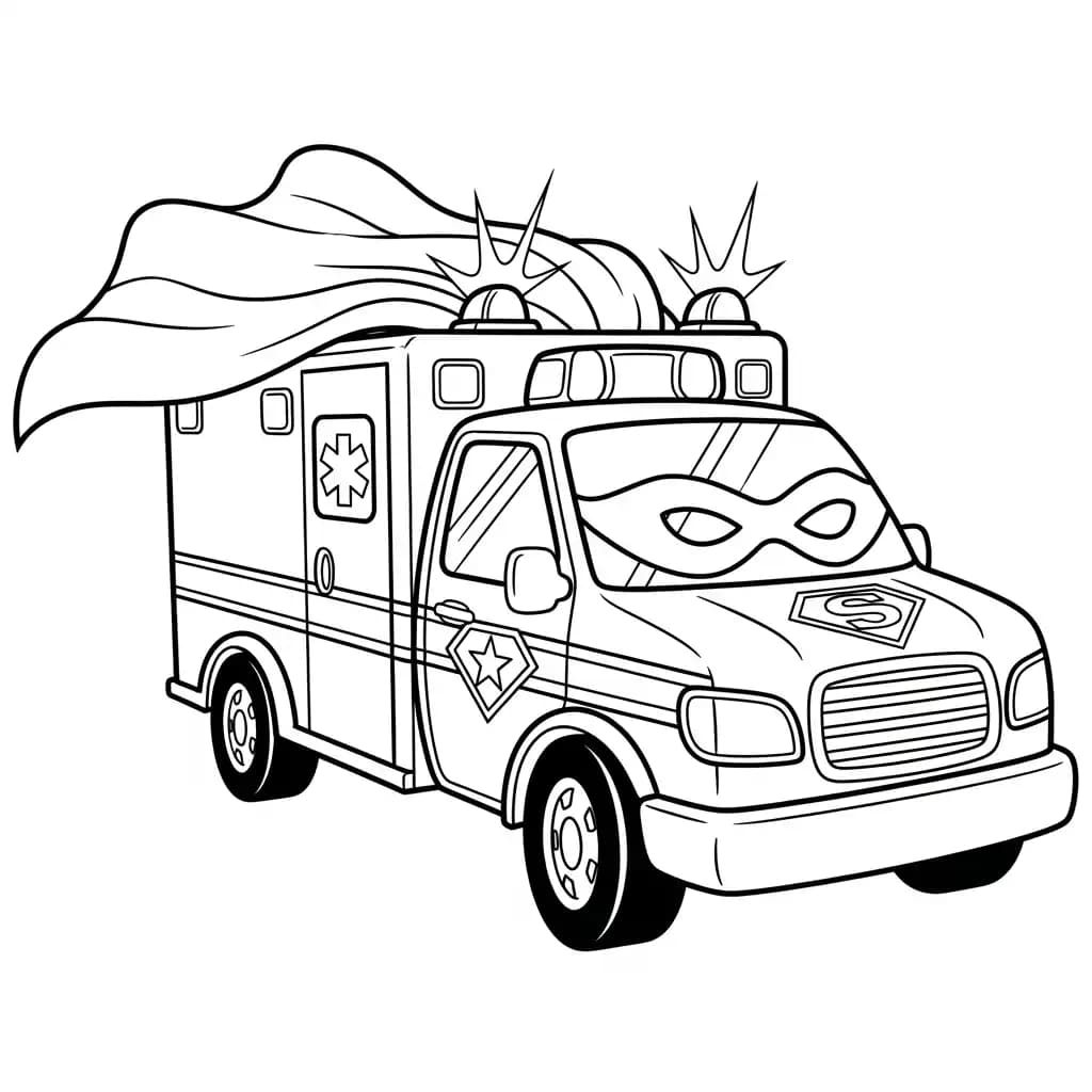 ambulância infantil para imprimir e colorir