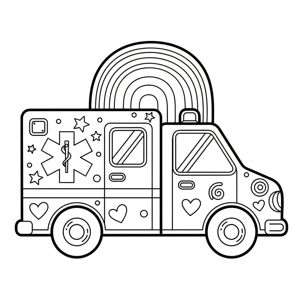 ambulância infantil para imprimir e colorir