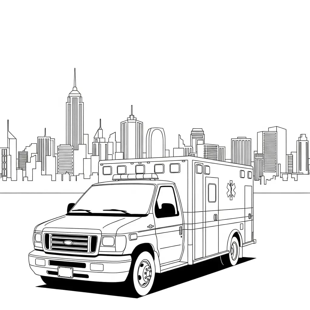 ambulância infantil para imprimir e colorir