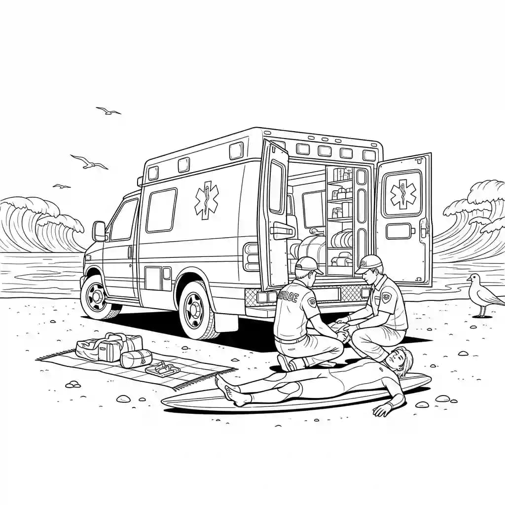 ambulância infantil para imprimir e colorir