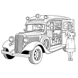 ambulância infantil para imprimir e colorir