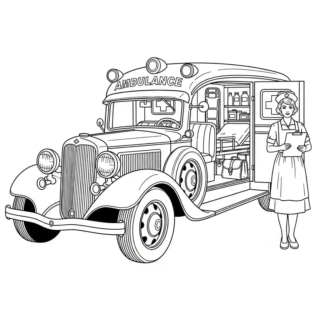 ambulância infantil para imprimir e colorir