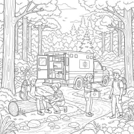 ambulância infantil para imprimir e colorir