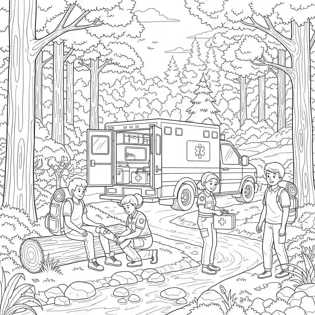 ambulância infantil para imprimir e colorir