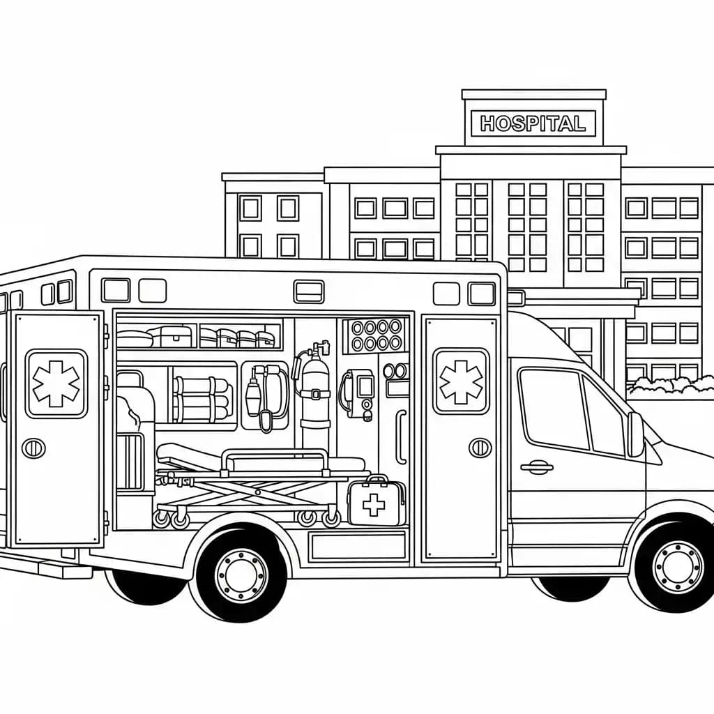 ambulância infantil para imprimir e colorir