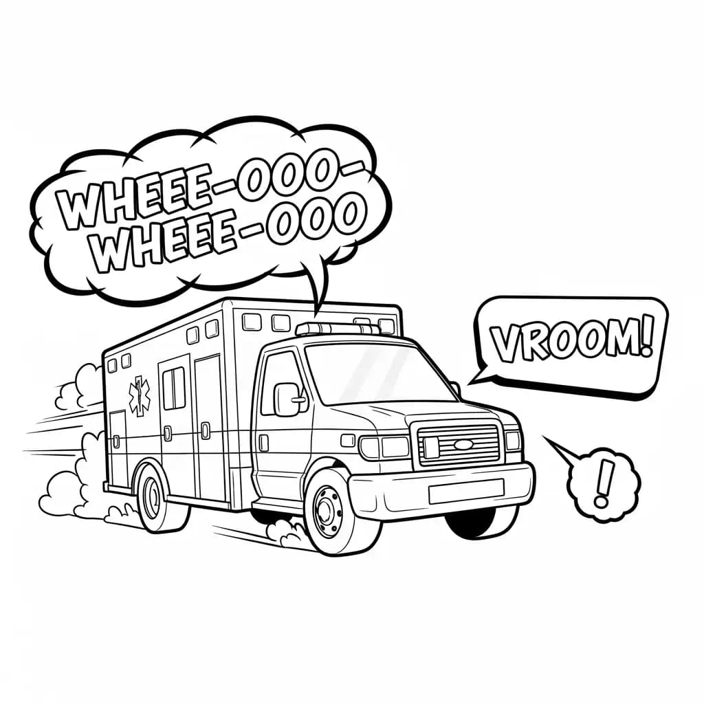 ambulância infantil para imprimir e colorir
