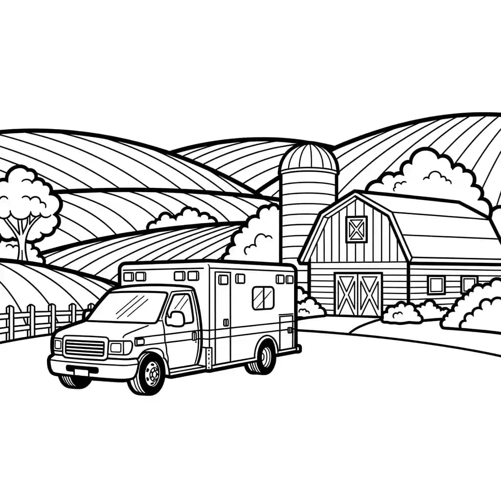 ambulância infantil para imprimir e colorir