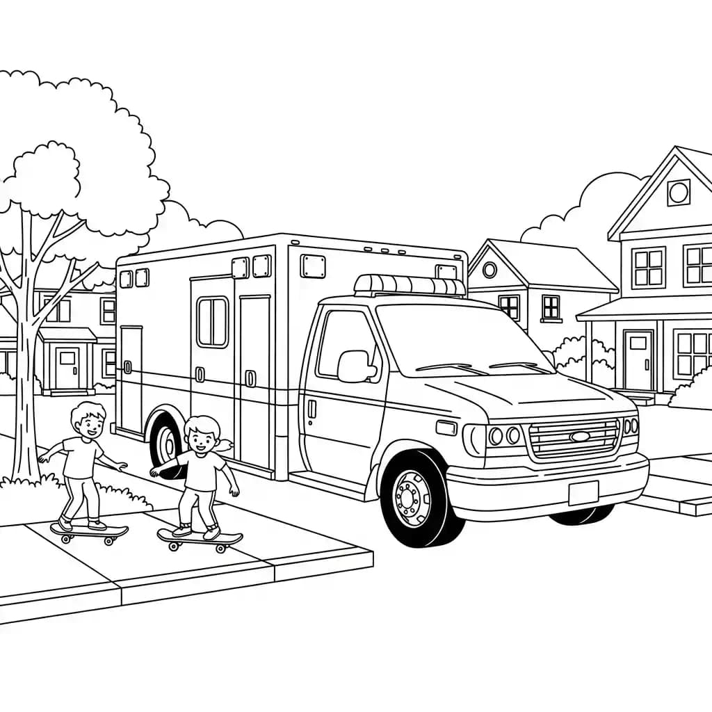 ambulância infantil para imprimir e colorir