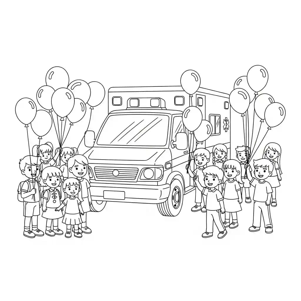 ambulância infantil para imprimir e colorir