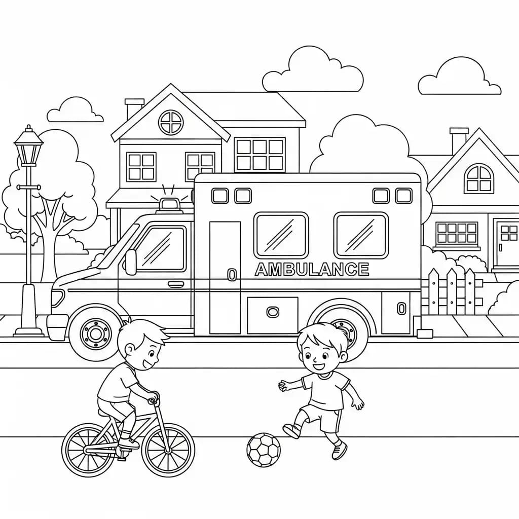 ambulância infantil para imprimir e colorir