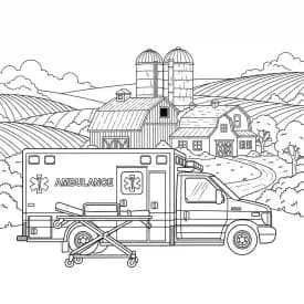 ambulância infantil para imprimir e colorir