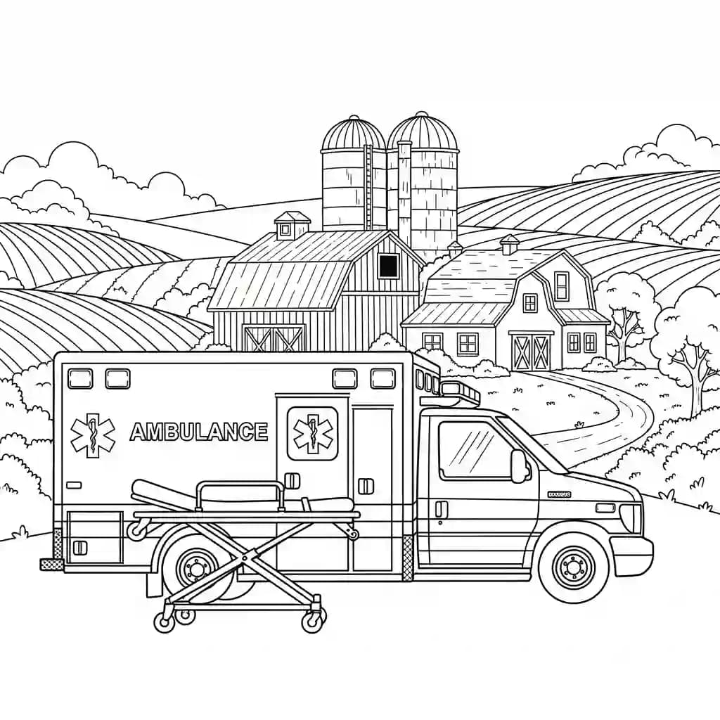 ambulância infantil para imprimir e colorir