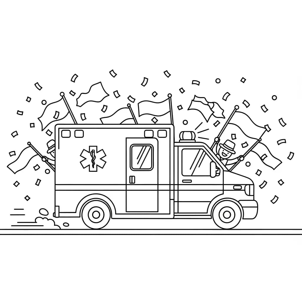 ambulância infantil para imprimir e colorir