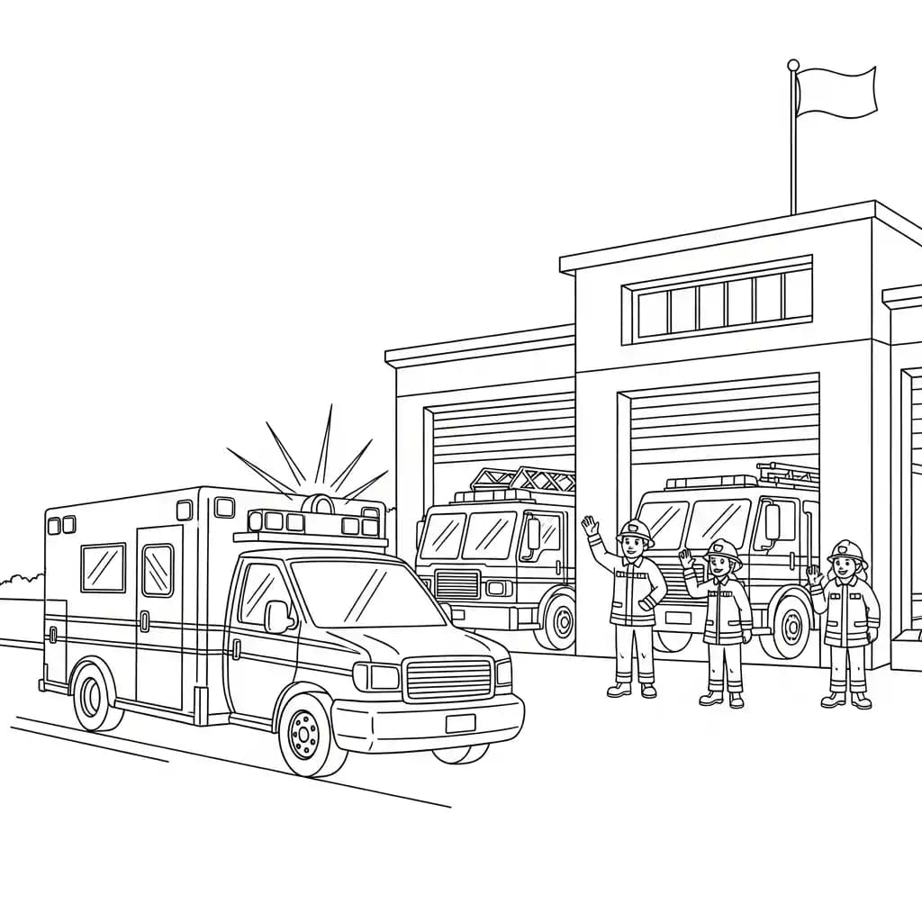 ambulância infantil para imprimir e colorir