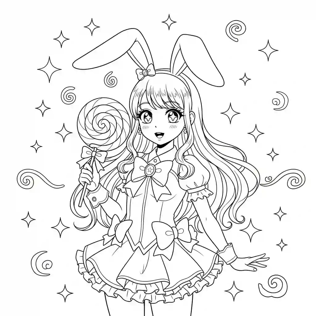 Desenhos de anime para colorir com personagens famosos em traços grossos e fundo branco, prontos para imprimir e pintar