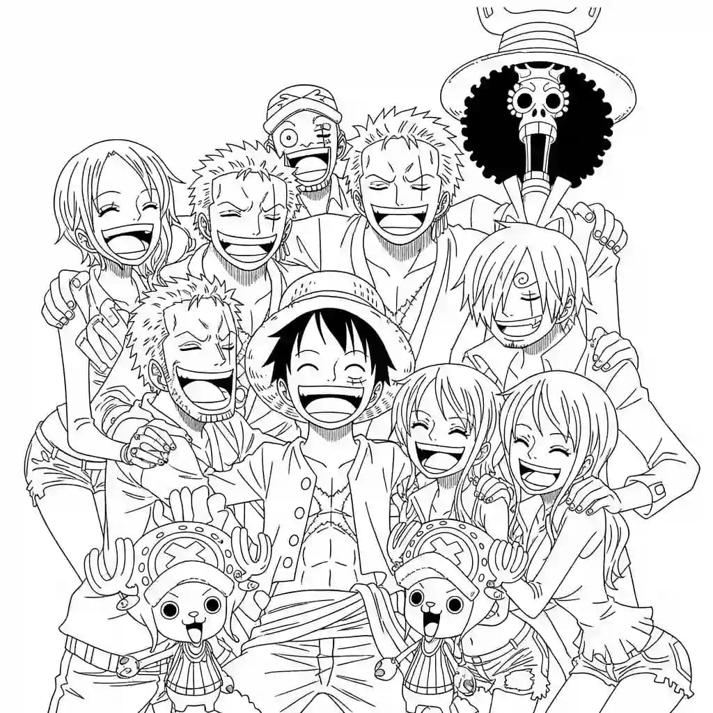 Desenhos de anime para colorir com personagens famosos em traços grossos e fundo branco, prontos para imprimir e pintar