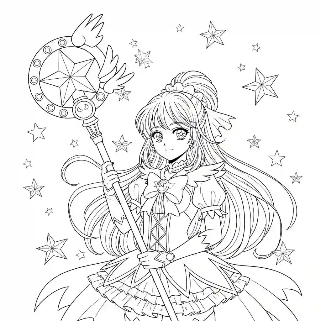 Desenhos de anime para colorir com personagens famosos em traços grossos e fundo branco, prontos para imprimir e pintar