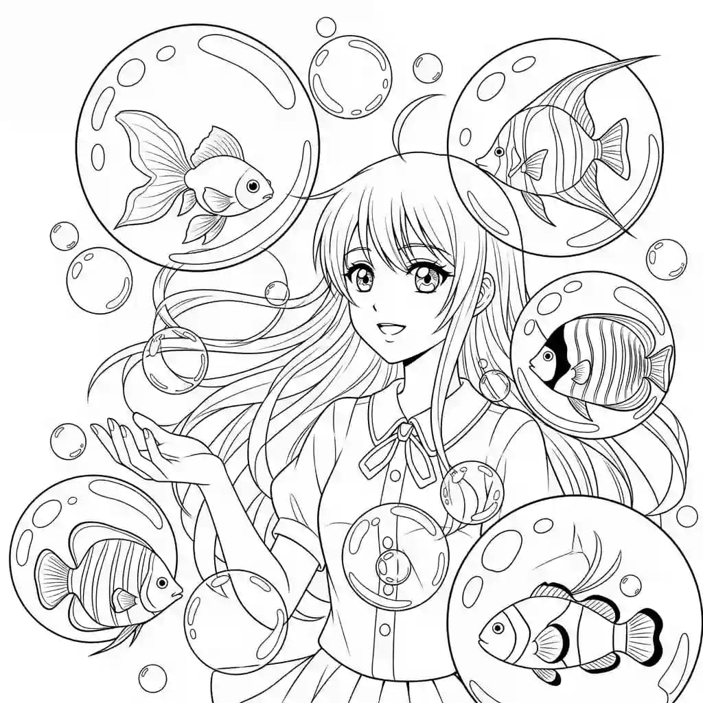 Desenhos de anime para colorir com personagens famosos em traços grossos e fundo branco, prontos para imprimir e pintar