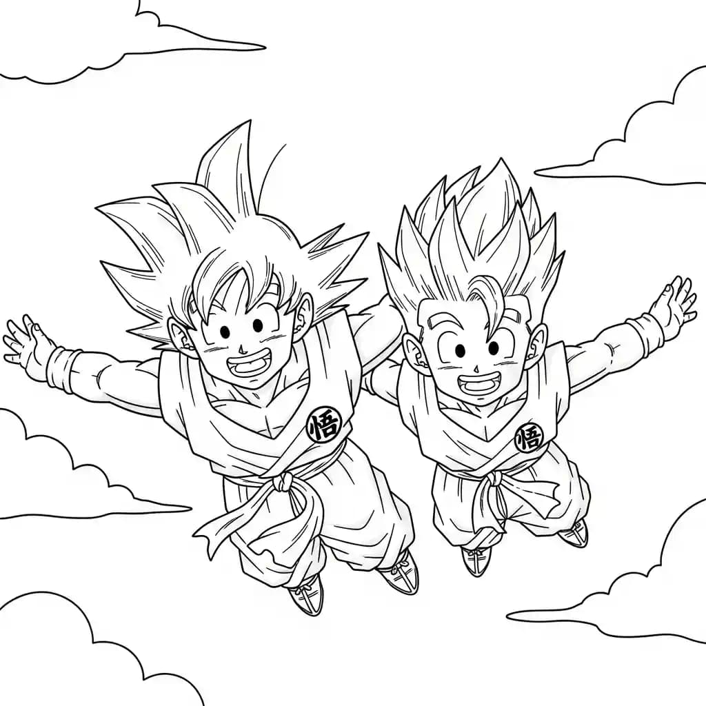 Desenhos de anime para colorir com personagens famosos em traços grossos e fundo branco, prontos para imprimir e pintar