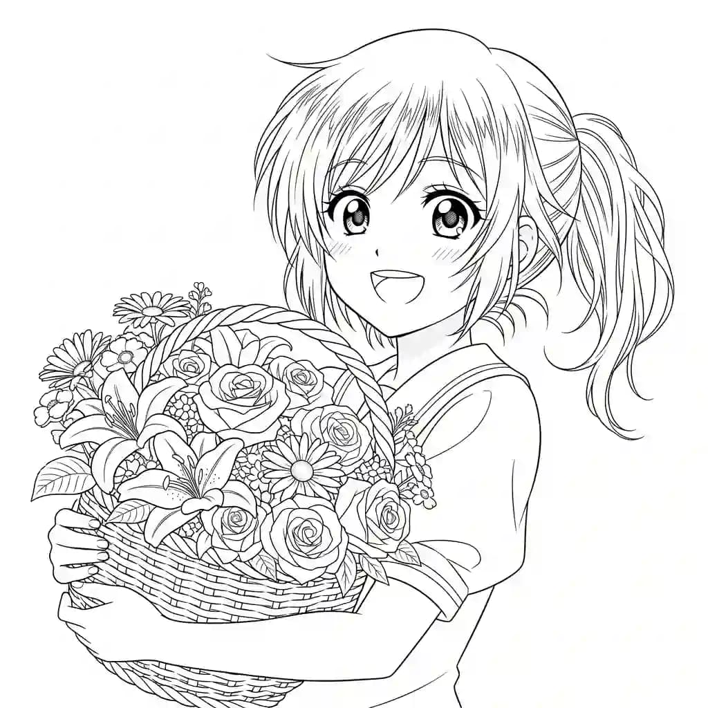 Desenhos de anime para colorir com personagens famosos em traços grossos e fundo branco, prontos para imprimir e pintar