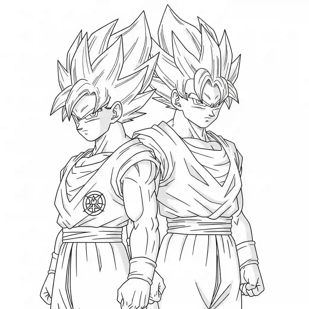 Desenhos de anime para colorir com personagens famosos em traços grossos e fundo branco, prontos para imprimir e pintar