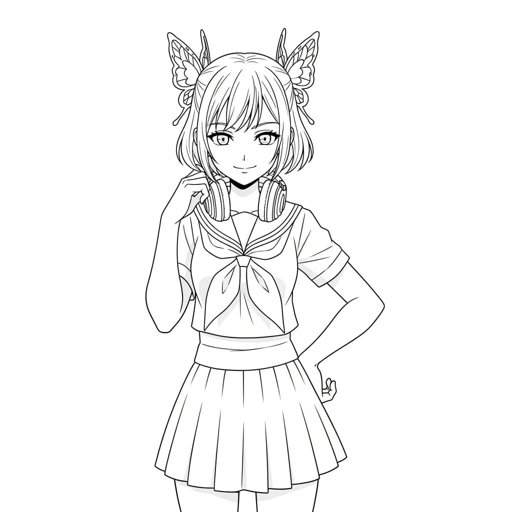 Desenhos de anime para colorir com personagens famosos em traços grossos e fundo branco, prontos para imprimir e pintar