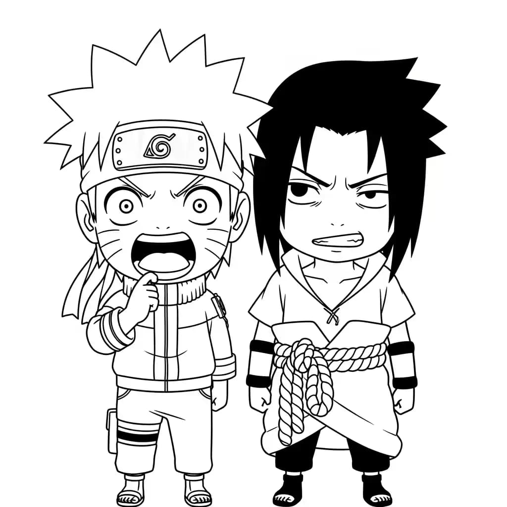 Desenhos de anime para colorir com personagens famosos em traços grossos e fundo branco, prontos para imprimir e pintar