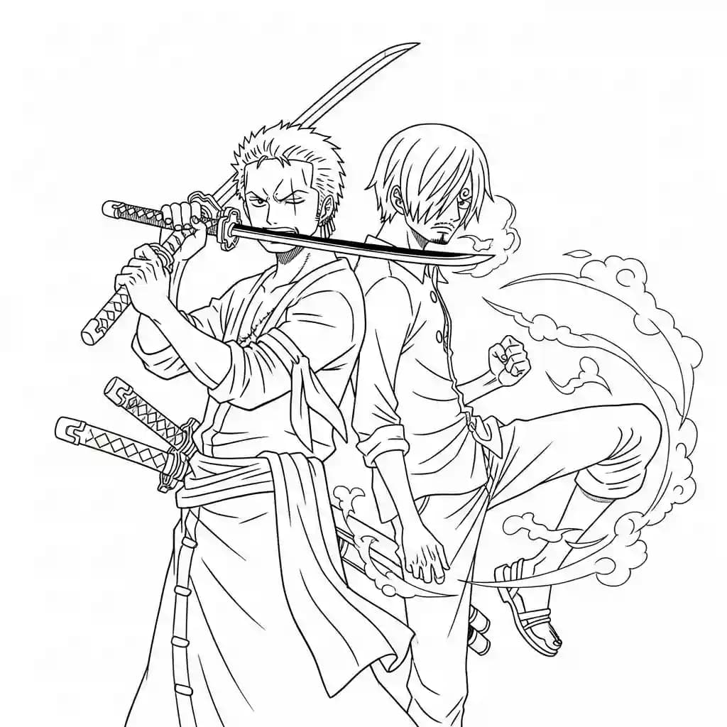 Desenhos de anime para colorir com personagens famosos em traços grossos e fundo branco, prontos para imprimir e pintar