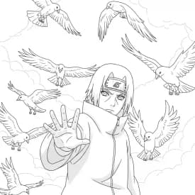 Desenhos de anime para colorir com personagens famosos em traços grossos e fundo branco, prontos para imprimir e pintar