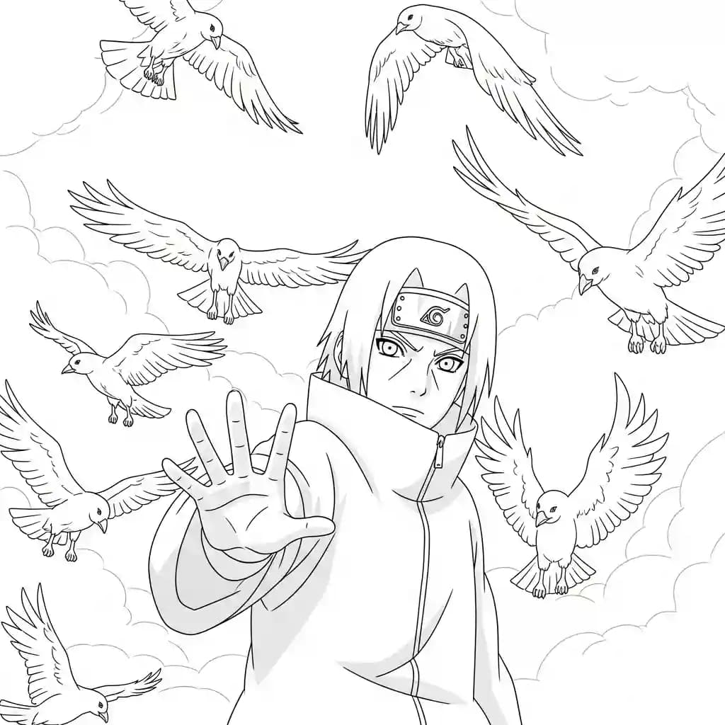 Desenhos de anime para colorir com personagens famosos em traços grossos e fundo branco, prontos para imprimir e pintar