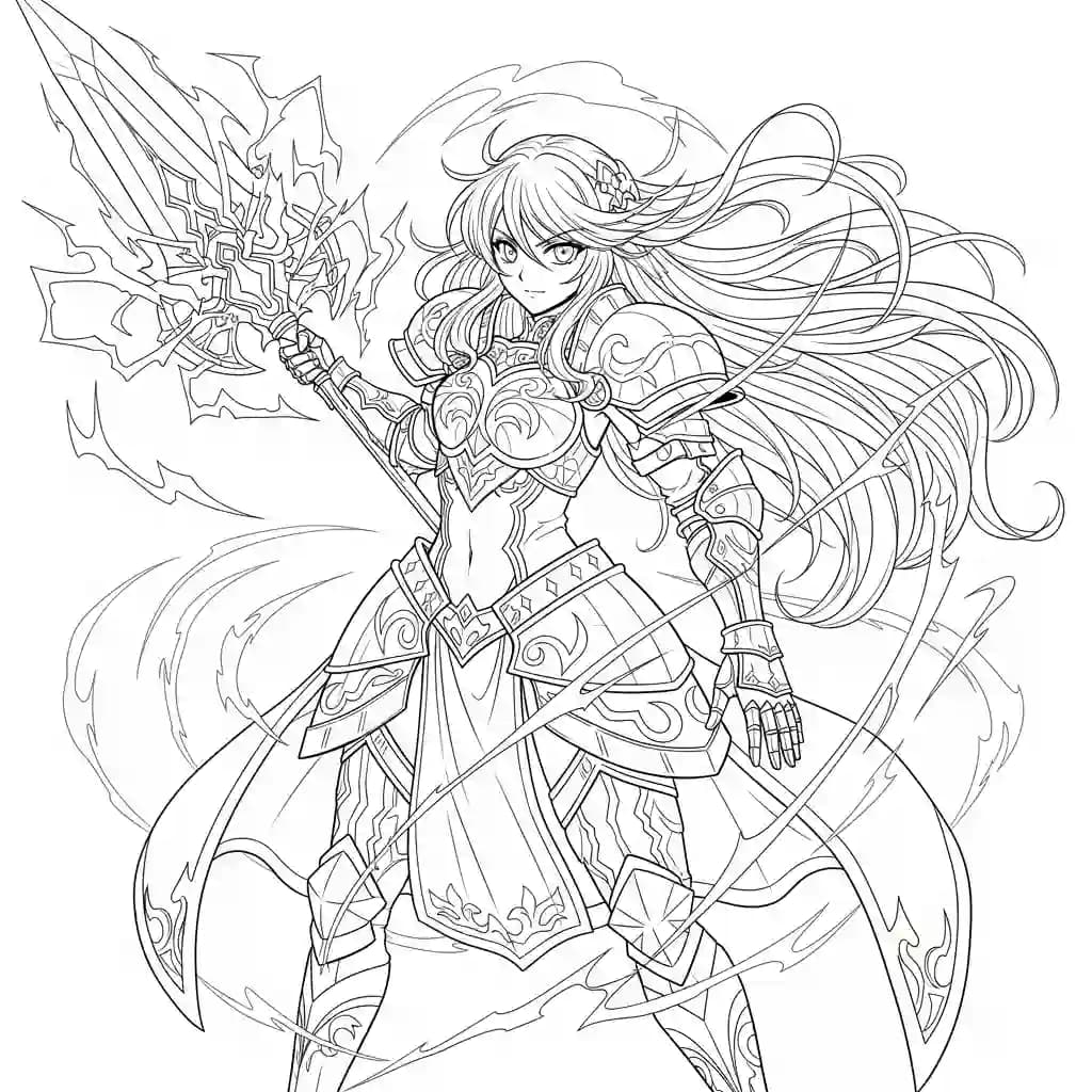 Desenhos de anime para colorir com personagens famosos em traços grossos e fundo branco, prontos para imprimir e pintar