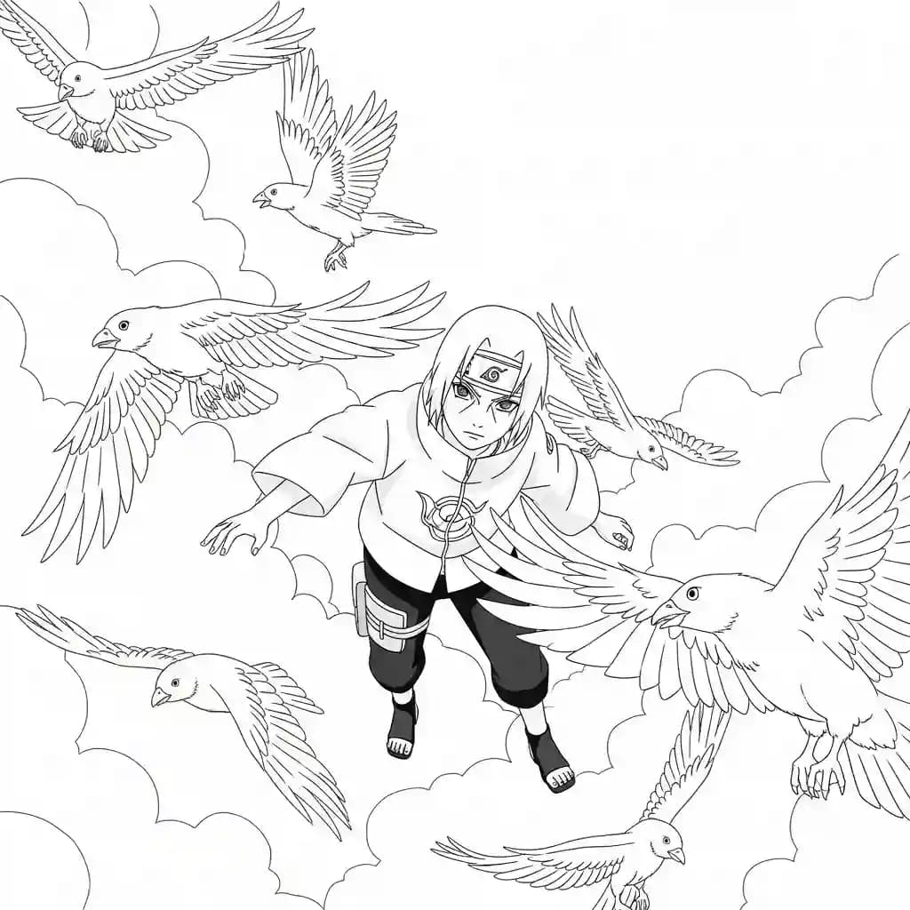 Desenhos de anime para colorir com personagens famosos em traços grossos e fundo branco, prontos para imprimir e pintar