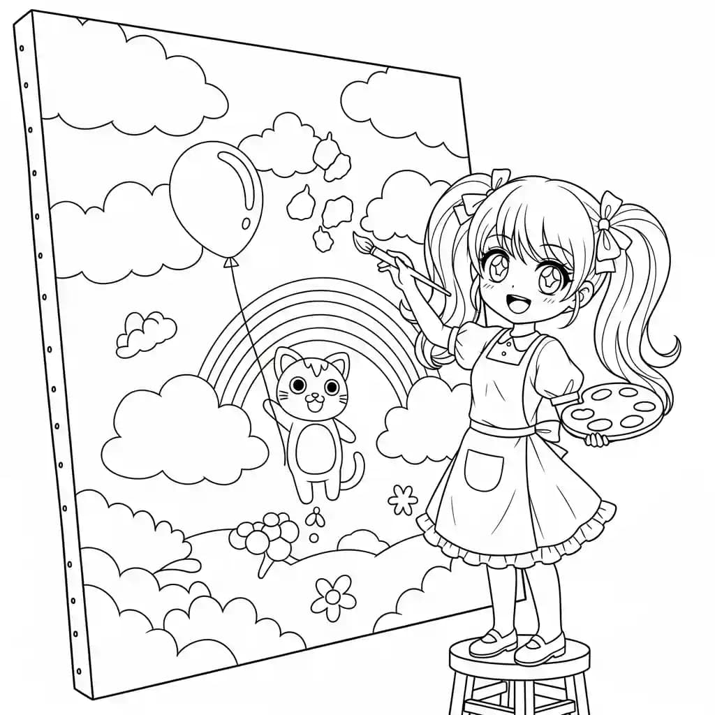 Desenhos de anime para colorir com personagens famosos em traços grossos e fundo branco, prontos para imprimir e pintar