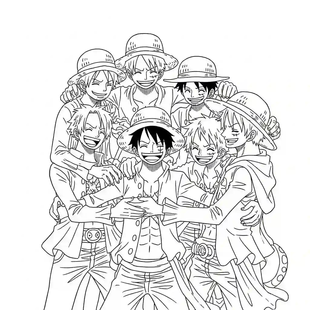 Desenhos de anime para colorir com personagens famosos em traços grossos e fundo branco, prontos para imprimir e pintar