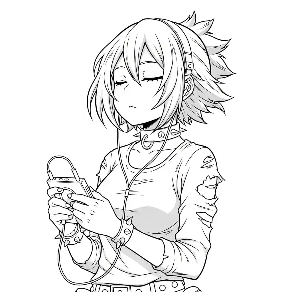 Desenhos de anime para colorir com personagens famosos em traços grossos e fundo branco, prontos para imprimir e pintar