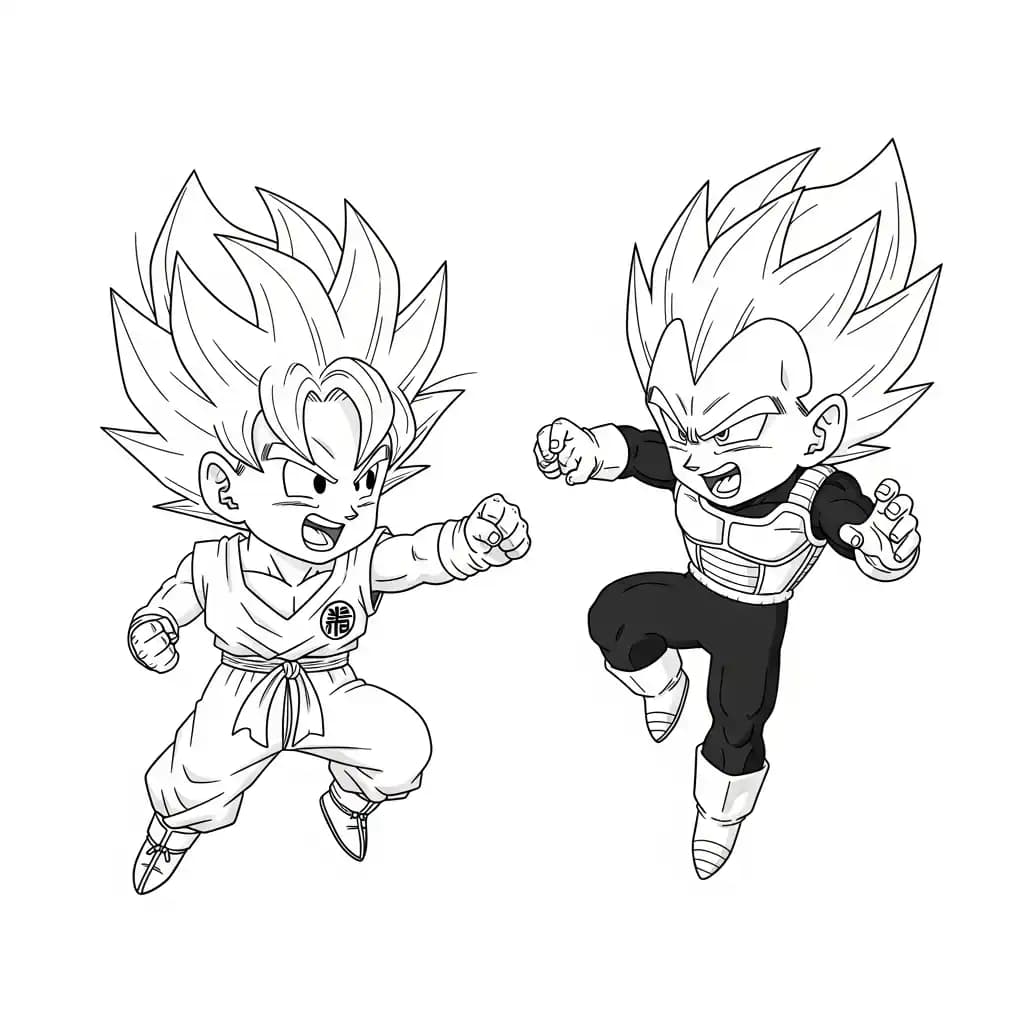 Desenhos de anime para colorir com personagens famosos em traços grossos e fundo branco, prontos para imprimir e pintar