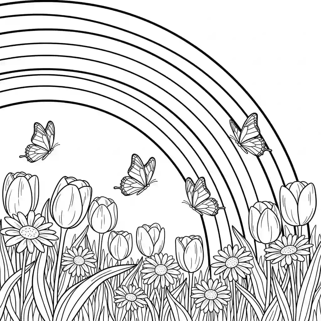 Desenhos de Arco-íris para Colorir