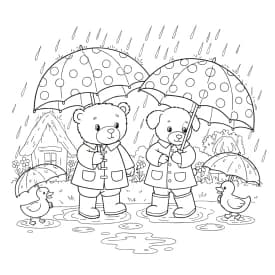 Desenho para Colorir Cozy Friends: Ursinho e Passarinho no Cantinho Stay Cozy Desenhos de Cozy Friends para Imprimir e Colorir