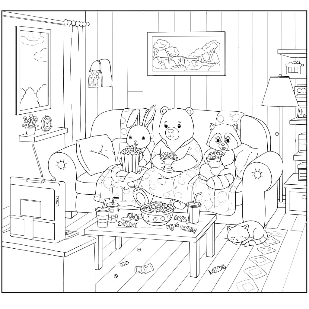 Desenhos de Cozy Friends para Imprimir e Colorir