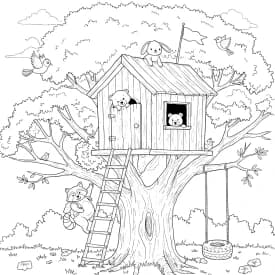Desenho para Colorir Cozy Friends: Gatinho e Patinho Fazendo Biscoitos com Amor Desenhos de Cozy Friends para Imprimir e Colorir