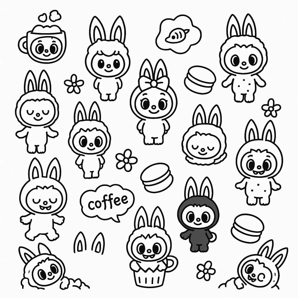 Desenhos de Labubu para Imprimir e Colorir