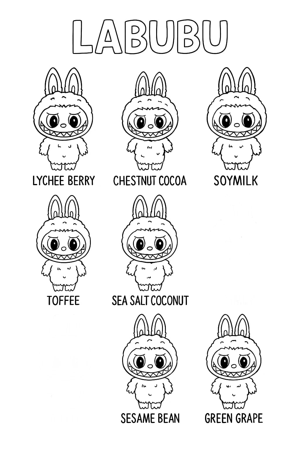 Desenhos de Labubu para Imprimir e Colorir