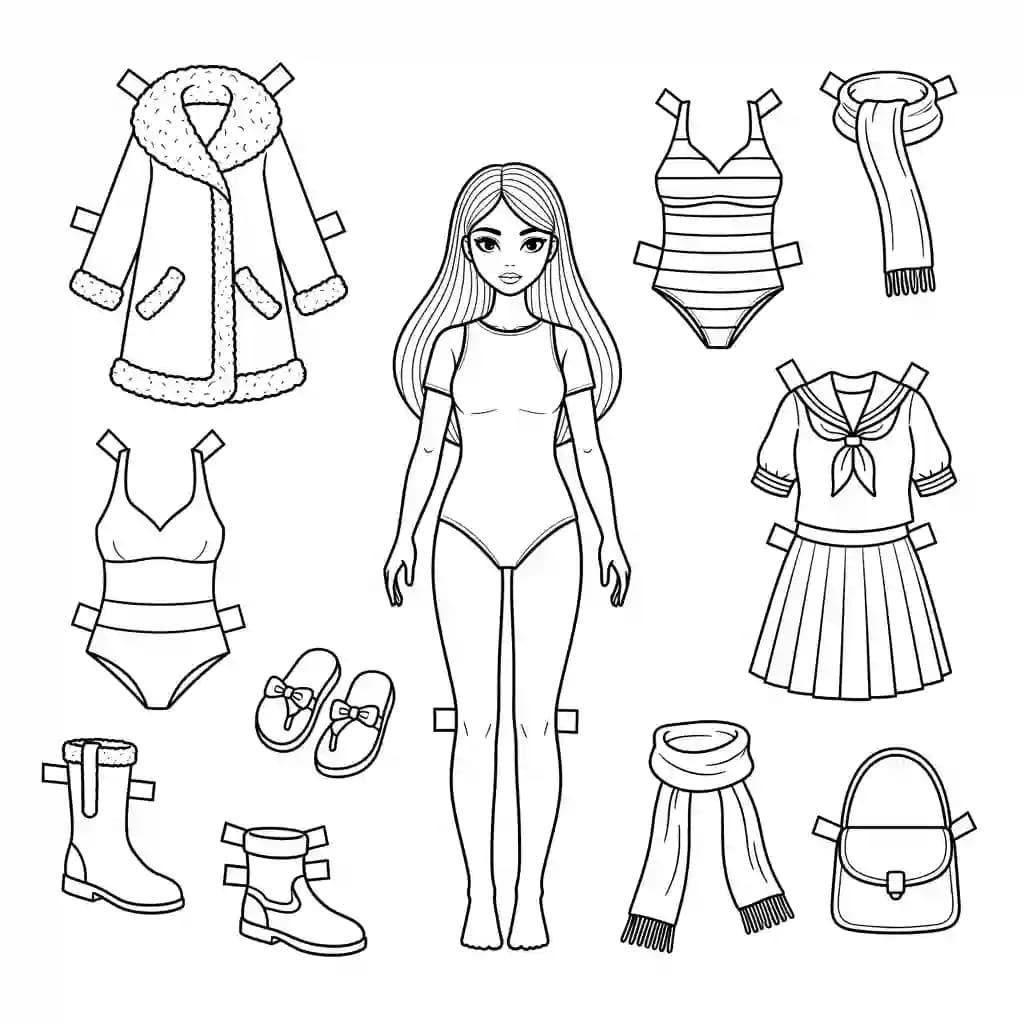Desenhos de Paper Doll para Colorir