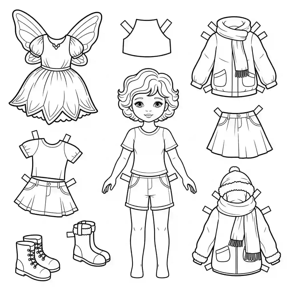 Desenhos de Paper Doll para Colorir