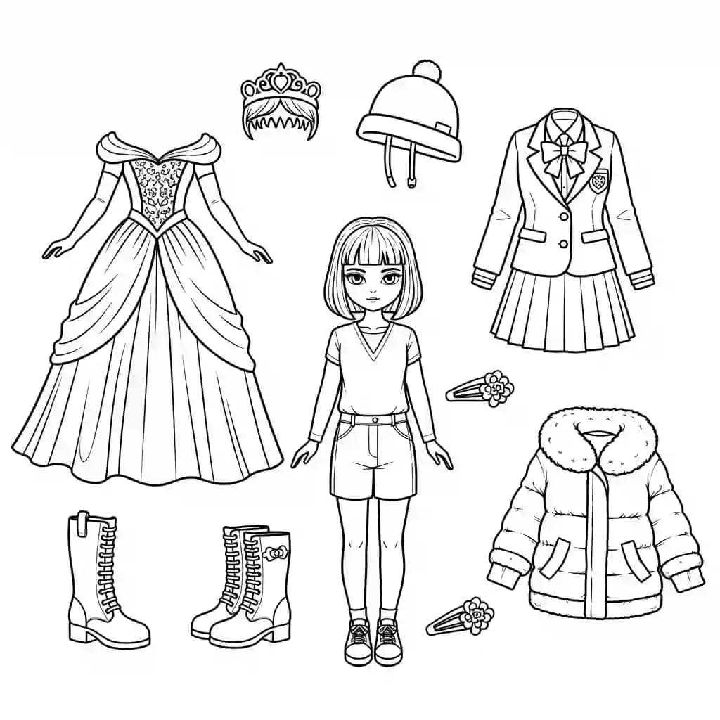 Desenhos de Paper Doll para Colorir