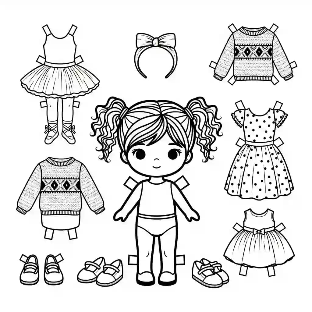 Desenhos de Paper Doll para Colorir
