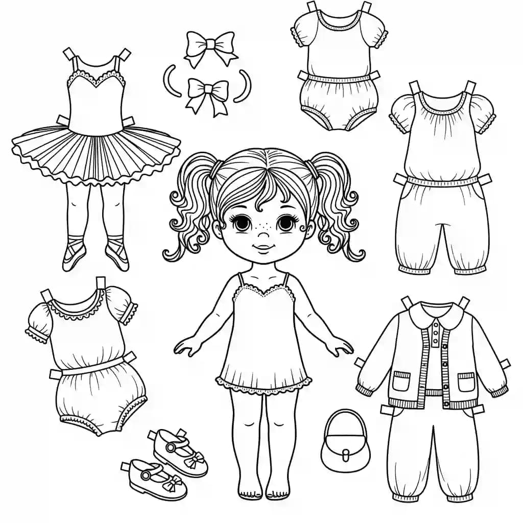 Desenhos de Paper Doll para Colorir