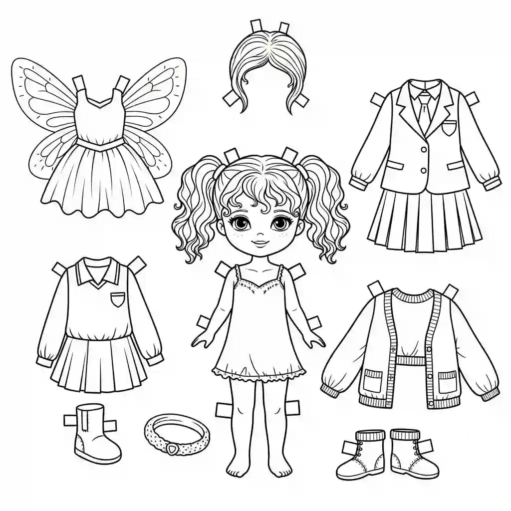 Desenhos de Paper Doll para Colorir