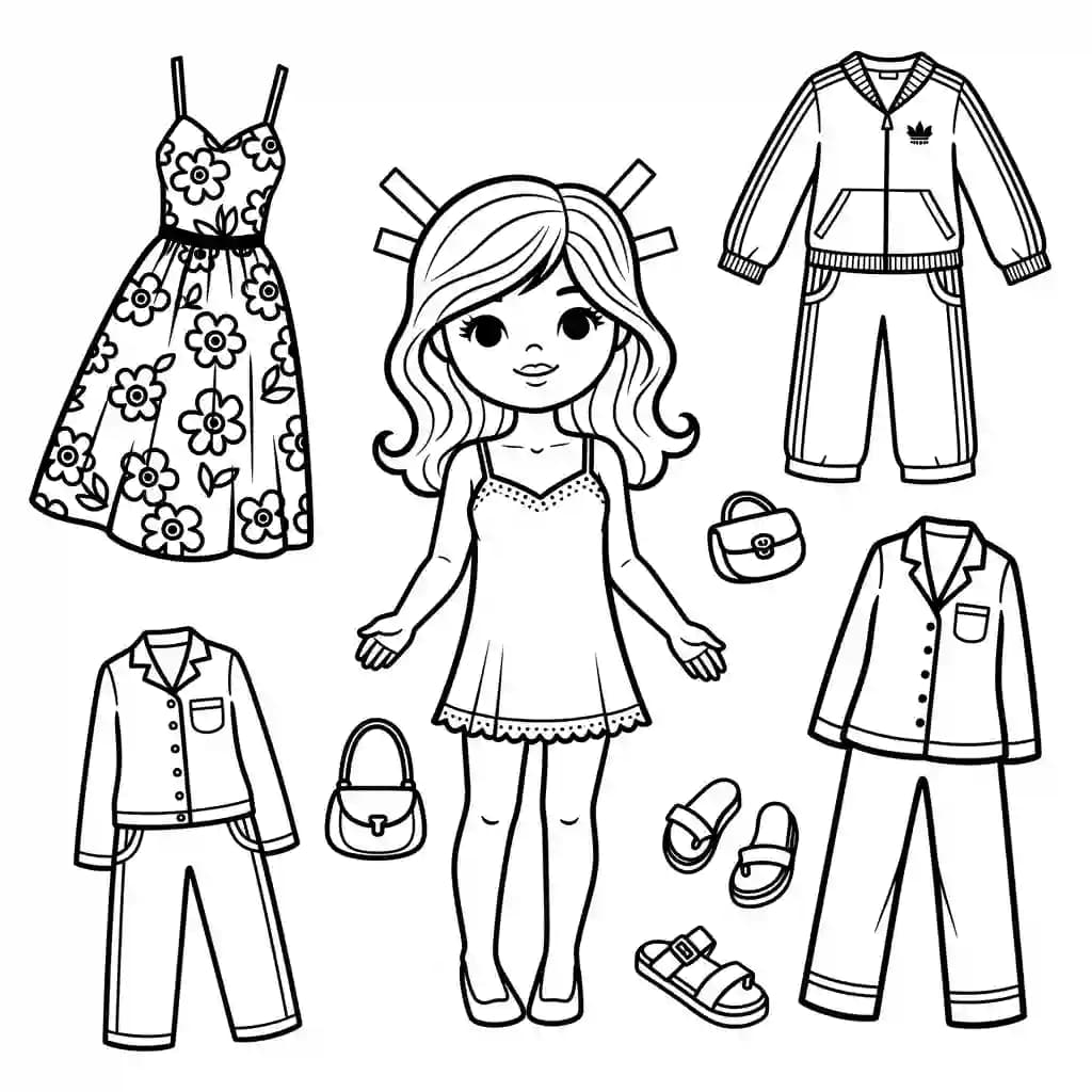 Desenhos de Paper Doll para Colorir