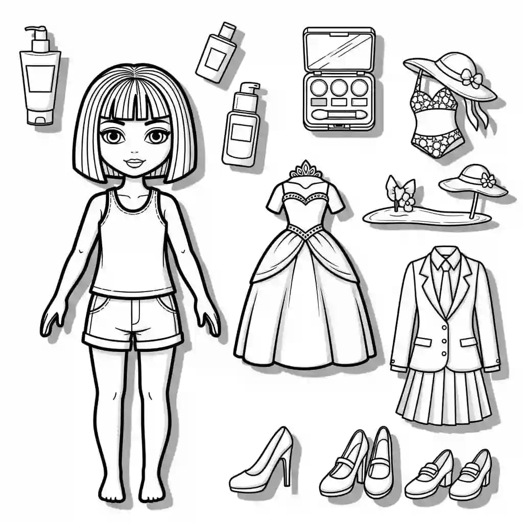 Desenhos de Paper Doll para Colorir